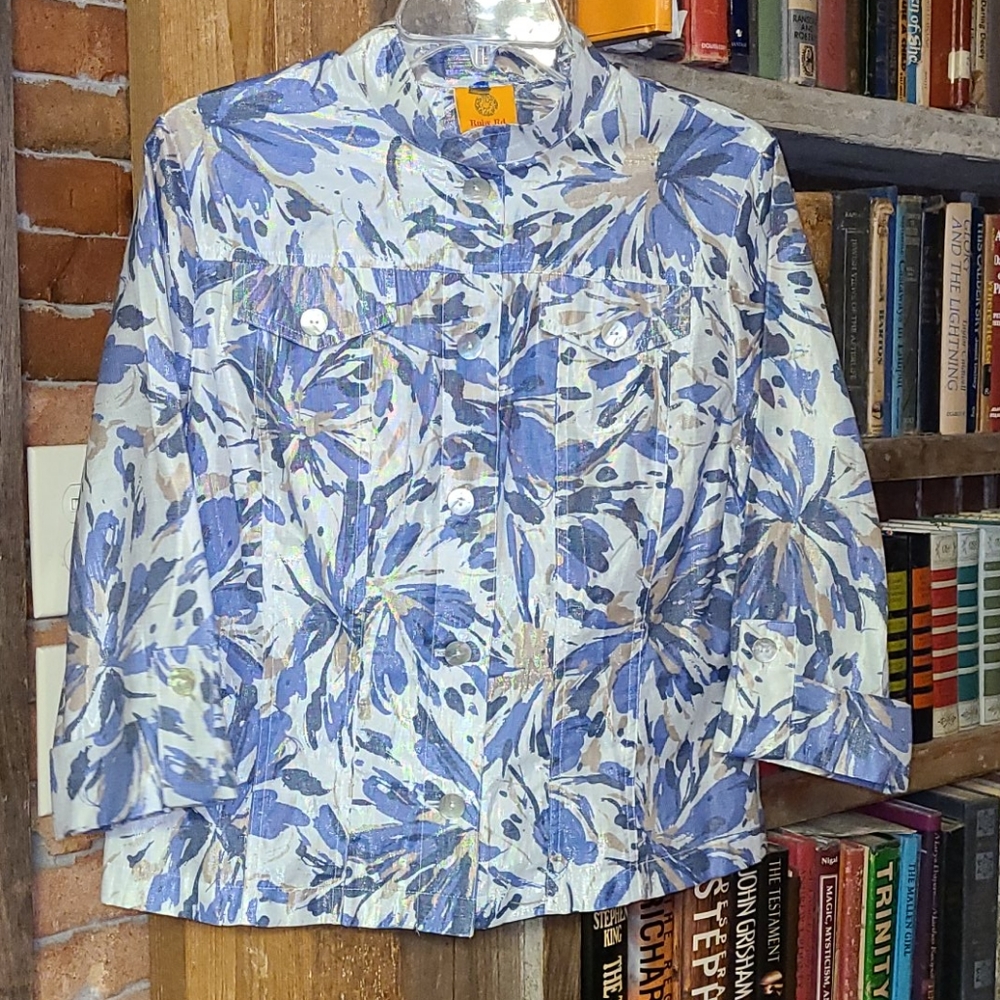 Ruby Rd. Shimmer/Pearl Button Down Top